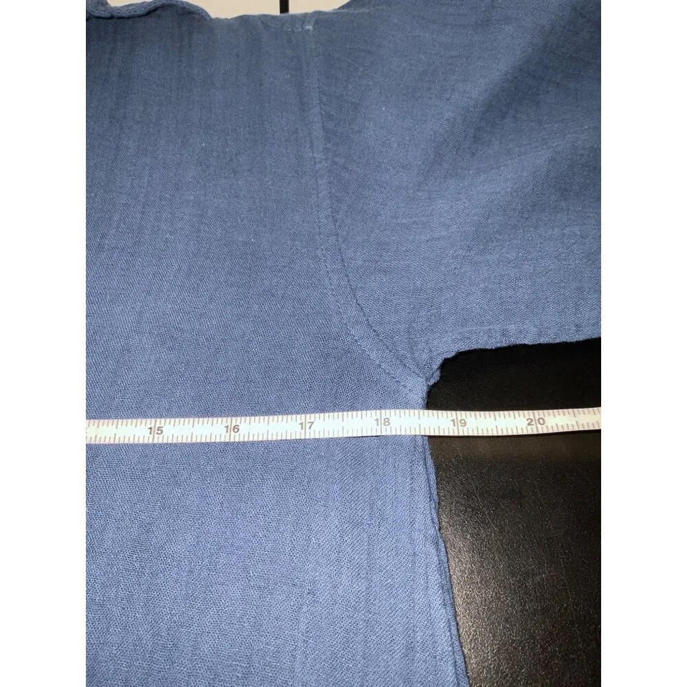 NATURAL LIFE Drew Shirt Dress Cotton Gauze Maxi Pockets in Blue size Small - Picture 10 of 14